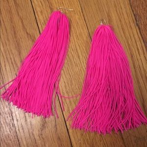 Party Pink Tassel Earrings 3.5”